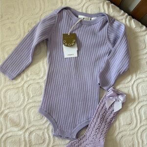 GROWN Organic Lavender Sweater Romper with Condor Socks